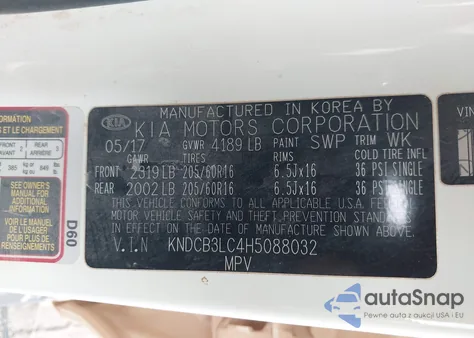 2017 Kia Niro Lx из США, поврежденный, VIN KNDCB3LC4H5088032